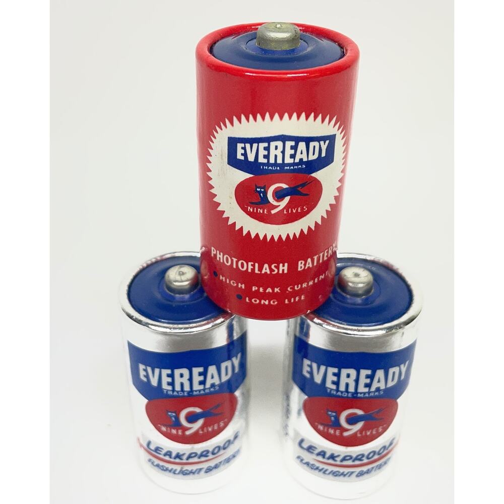 Lot of 3 Eveready vintage C size batteries - 1960s/70s